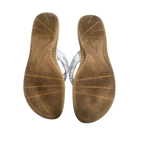 Sperry Women's Flip Flops Sandals Silver and Rope Size 10 - Picture 2 of 3